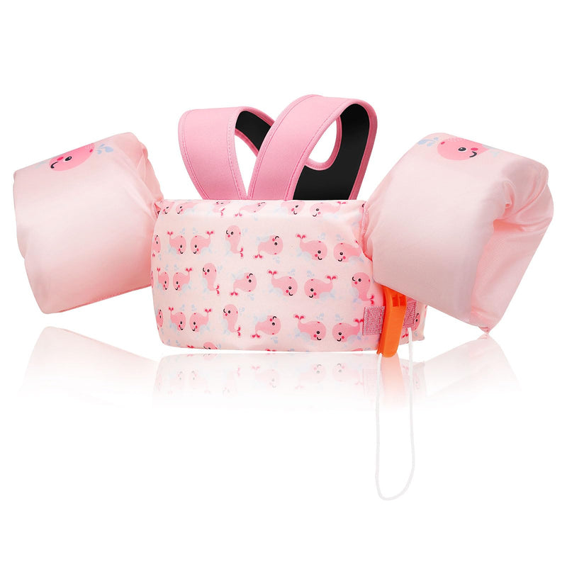 MoKo Swim Arm Band for Kids 20-30-40-50lbs, Clearance Toddler Swim Vest Cute Cartoon Swimming Wings Pool Floats Sleeve Children Water Sports Learning Swim Training Equipment, Pink Whale Pink & Baby Whale for kids 20-50 lbs