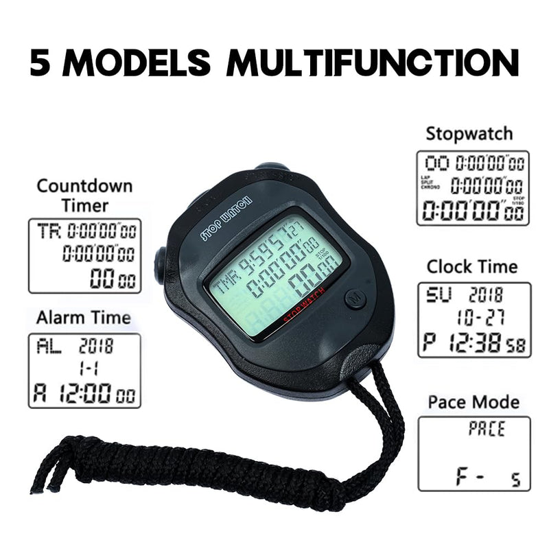Professional Timer Stopwatch, Digital Sports Stopwatch with Countdown Timer, 100 Lap Memory, 0.01 Second Timing,Multi Functional Stopwatch for Swimming Running Rowing