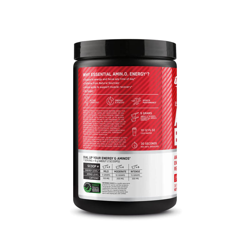 Optimum Nutrition Amino Energy Powder, Juicy Strawberry, 9.5 Oz Juicy Strawberry Burst 9.5 Ounce (Pack of 1)