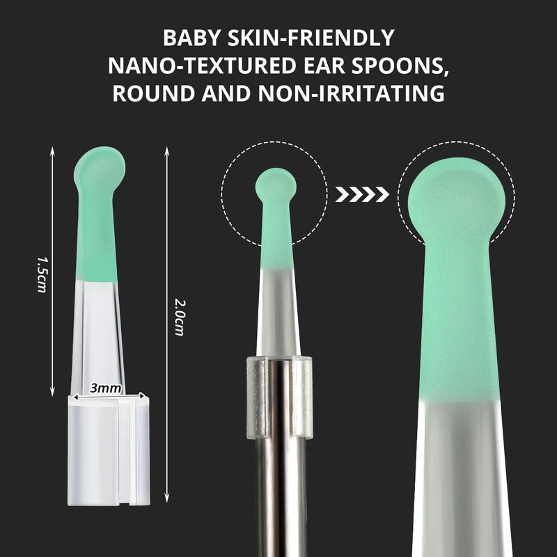 Ear Spoon Tips Ear Cleaner Replacement Set for 3.5 mm Otoscope Plastic Ear Cleaner Tips Reusable Ear Cleaner Spoon Tip for Teens Adults Family Ear Health Care (Light Green) Transparent - BeesActive Australia