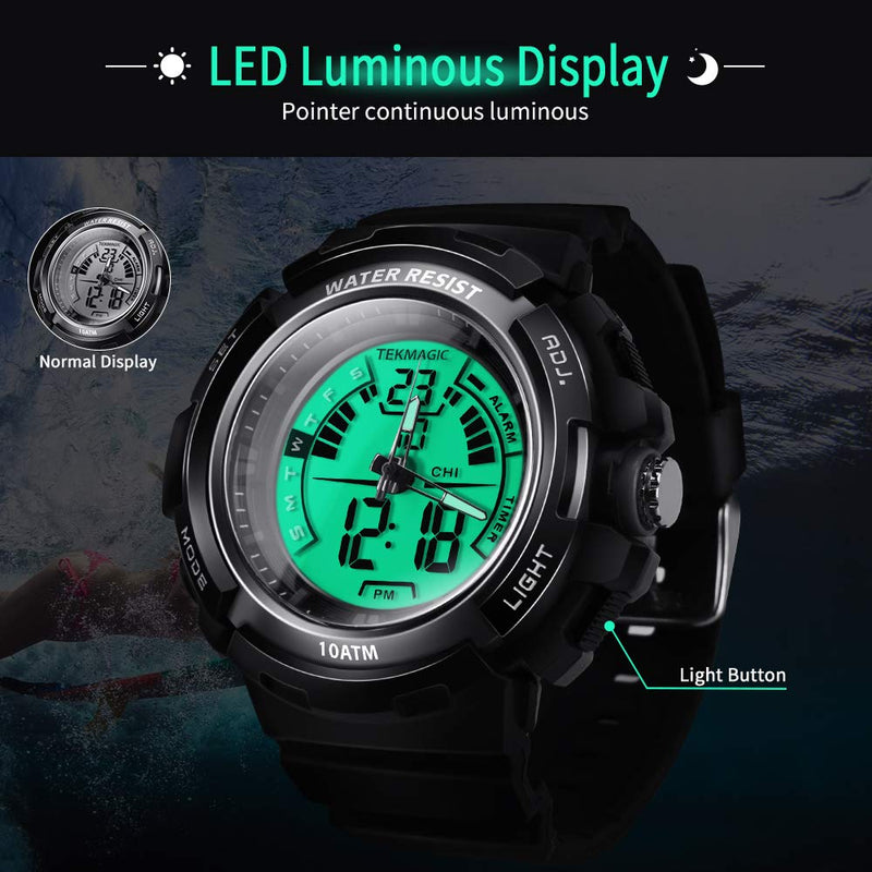 10ATM Waterproof Digital Scuba Diving Watch 100m Underwater for Swimming and Running with Stopwatch and Luminous LCD Display Built-in - BeesActive Australia