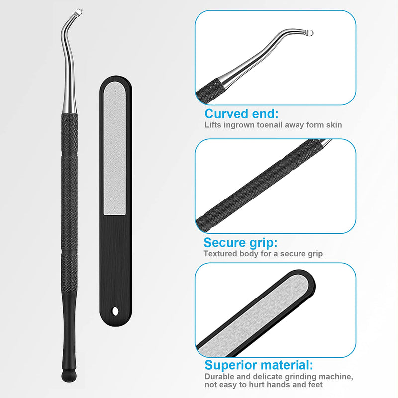 Thick Toenail Clippers, Podiatrist Toe Nail Clippers for Ingrown & Thick & Men & Seniors Toenail and Nail Surgical Grade Stainless Steel Toenail Trimmer Nipper (Grey) Black