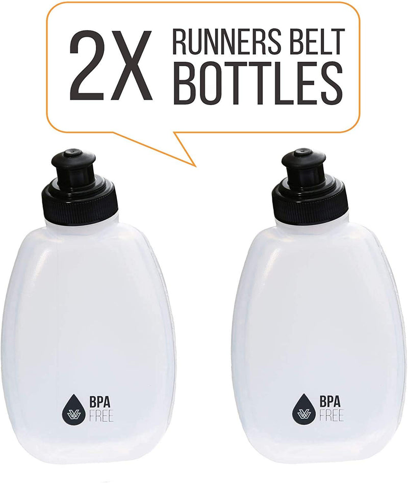 Premium Quality No Bounce Runners Hydration Belt With Reflectors, Smartphone Pocket & BPA free Water bottles Orange
