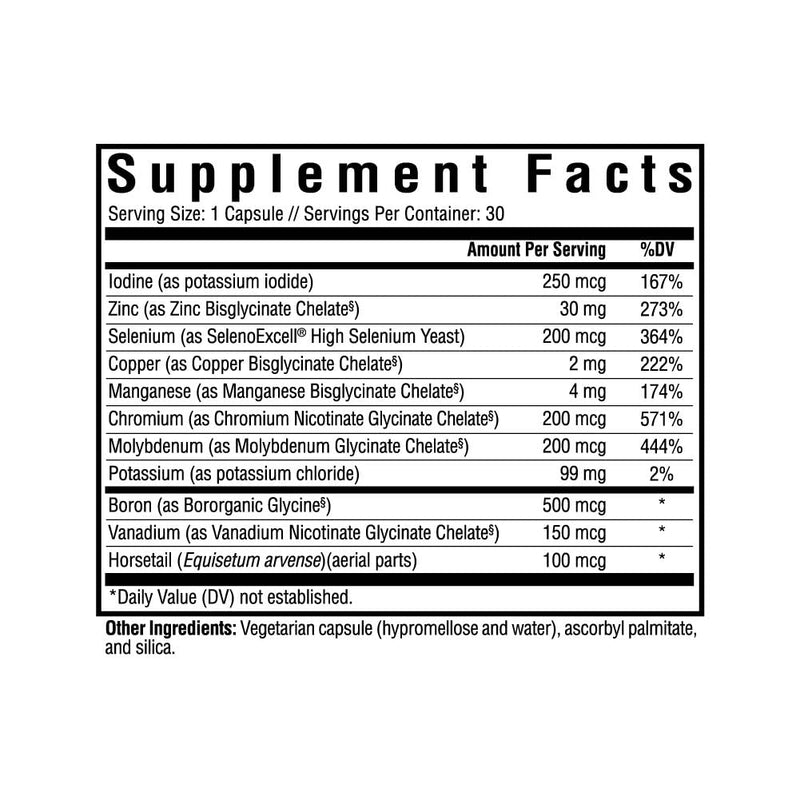 Seeking Health Trace Minerals Complex - includes 10 Essential Trace Minerals - Mineral Supplement Supports Immune & Nervous System - Iron-Free - 30 Capsules - BeesActive Australia