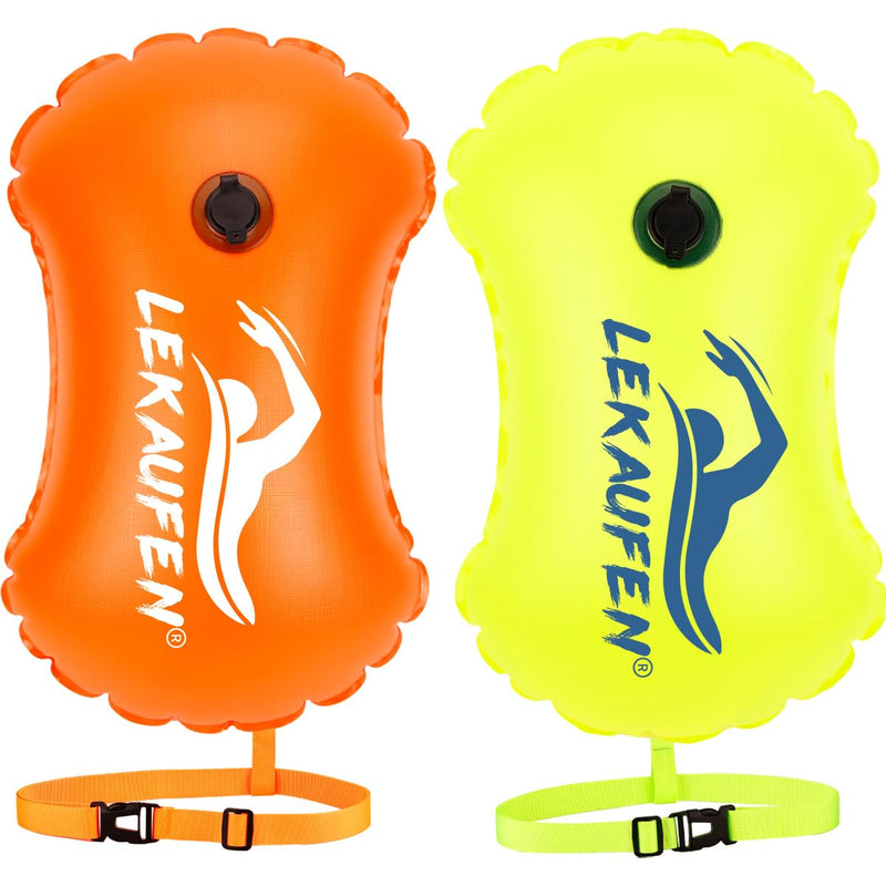 Swim Buoy for Open Water, Swimming Bubble Safety Float with Adjustable Waist Belt for Swimmers Triathletes Kayakers Snorkelers, Swimming Open Water Buoy for Safer Swim Training Orange and Yellow - BeesActive Australia
