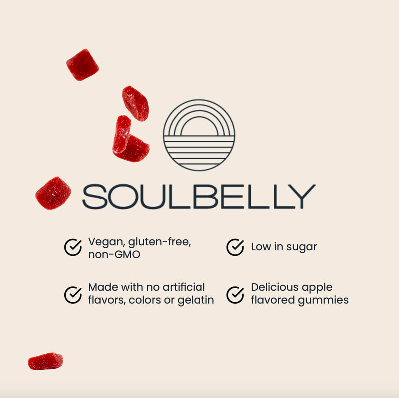 SOULBELLY Ashwagandha + Apple Cider Vinegar Restore Vitamin Gummies for Stress Relief, Gut Support and Better Sleep | Vegan | Gluten-Free | Non-GMO | 60 Count