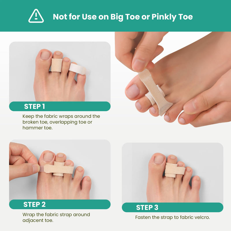 Welnove Hammer Toe Straightener - 8 Pack Broken Toe Wraps - Hammer Toe Corrector for Women - Toe Splints for Crooked Toes, Curled Toes, Bent Toes - (Large, Beige) Large - BeesActive Australia