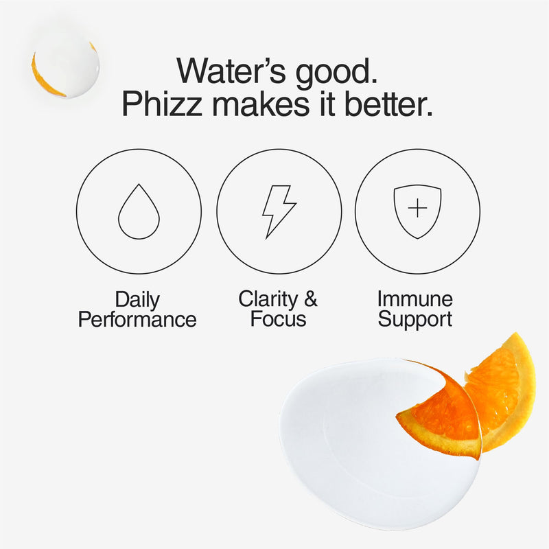Phizz Electrolyte Multivitamin Rehydration Tablets - 19 Vitamins & Minerals, Energy Boost (Orange, 20 Tablets) Orange 1 Count (Pack of 20)