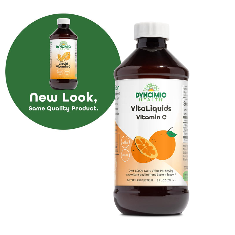 Dynamic Health VitaLiquids Vitamin C 1000mg - Liquid Vitamin C Supplement with Rose Hips and Citrus Bioflavonoids - Antioxidant Rich Immune Support Supplement, Kosher, Lab Verified, 15 Servings, 8oz | 1000 mg per Serving, Liquid Supplement for Men and ...