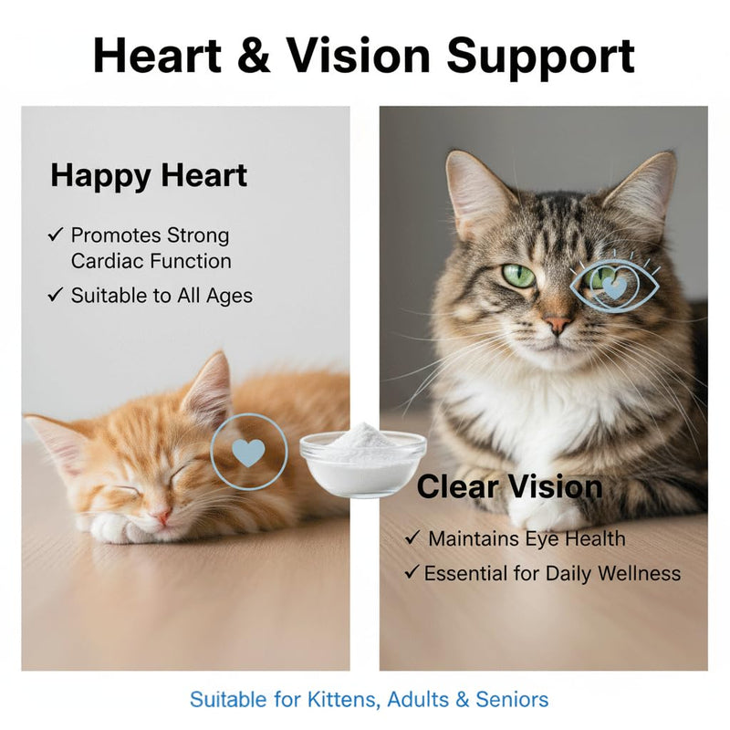 Taurine for Cats and Dogs,Cat Taurine Supplement for Heart & Eye Health - Premium Formula with Essential Vitamins for Adult Cats & Kittens
