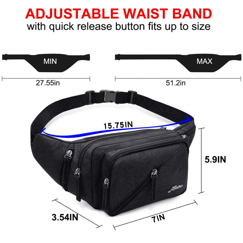 Fanny Pack Waterproof Waist Bag Pack Men Women Hip Bum Bag With Water Bottle Holder Adjustable Strap Suitable For Outdoors Workout Traveling Hiking Cycling Dog Walking Pouch Bag(black) Black - BeesActive Australia