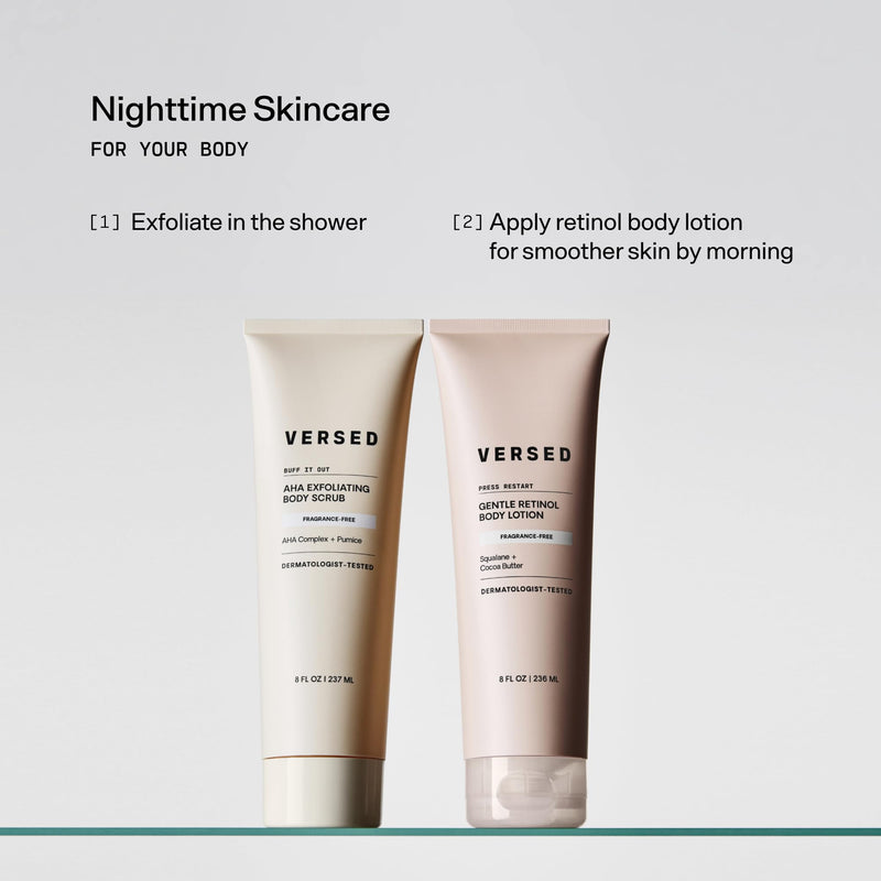 Versed Buff It Out AHA Exfoliating Body Scrub and Mask - Lactic Acid & Glycolic Acid Exfoliant - Microfine Pumice Body Exfoliator to Polish and Smooth Bumpy, Dry Skin - Vegan & Cruelty-Free (8 oz)