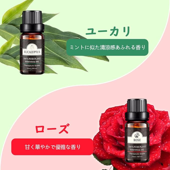 Poven Aroma Oil Set of 6 Essential Oils, 100% Natural Essential Oils, Lavender, Lemongrass, Sweet Orange, Rose, Eucalyptus, Tea Tree, 10ml x 6 Bottles - BeesActive Australia