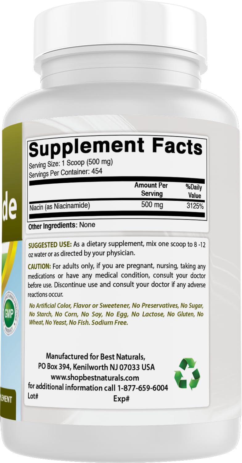 Best Naturals Niacinamide (Vitamin B3) Pure Powder 8 OZ 8 Ounce (Pack of 1)