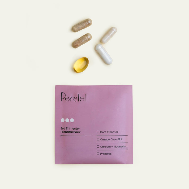 Perelel 3rd Trimester Prenatal Vitamins for Women, Choline, Folate, & Iron | Nutritional Support for Late Pregnancy, Folate, Omega 3, & Magnesium, Soy & Gluten Free, Non-GMO, 30 Daily Pill Packs