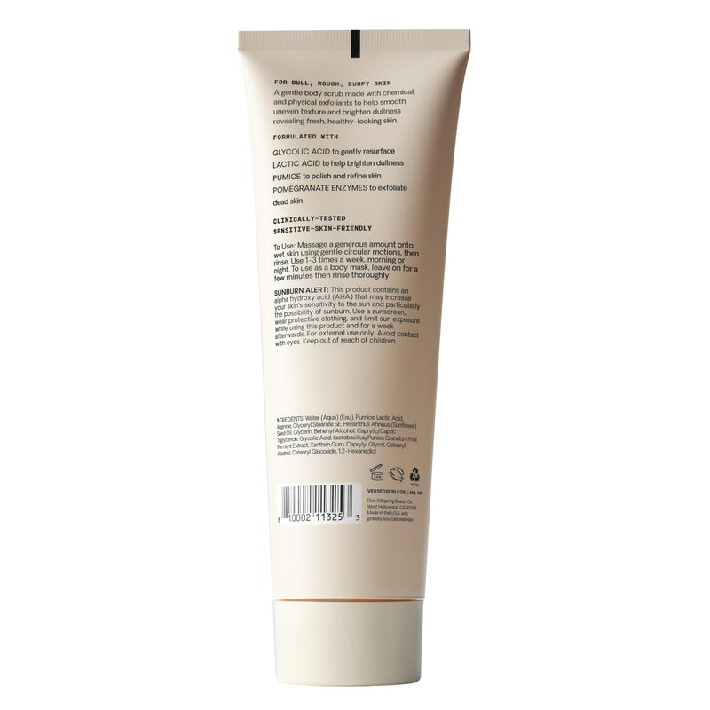 Versed Buff It Out AHA Exfoliating Body Scrub and Mask - Lactic Acid & Glycolic Acid Exfoliant - Microfine Pumice Body Exfoliator to Polish and Smooth Bumpy, Dry Skin - Vegan & Cruelty-Free (8 oz)