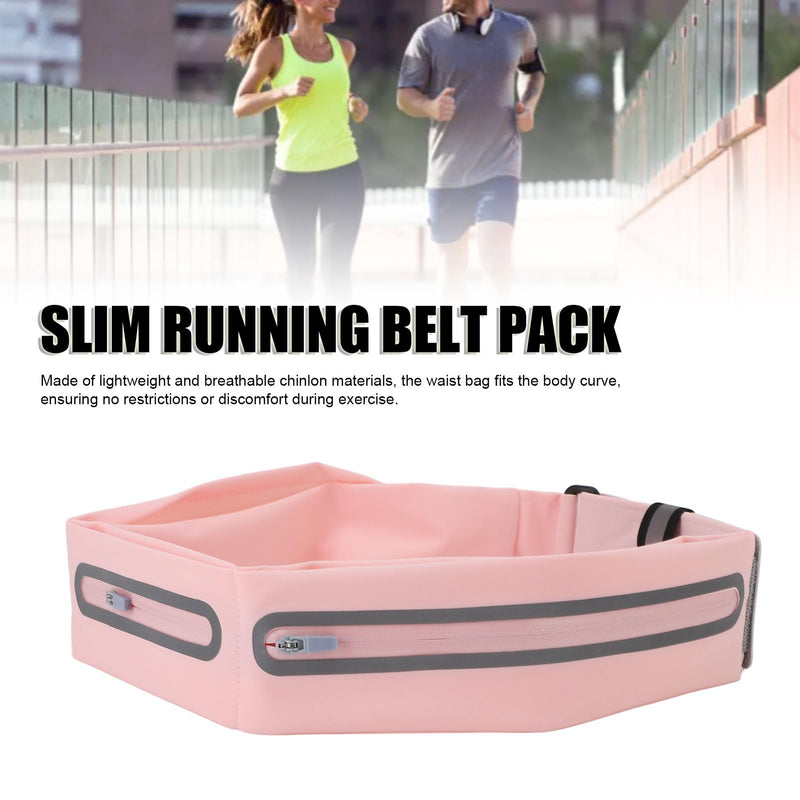 YUYTE Slim Running Belt Fanny Pack, Portable Fitness Waist Pack Bag Phone Holder for Exercise, Hiking, Cycling, Jogging and Workout with Reflective Strips (Pink) Pink