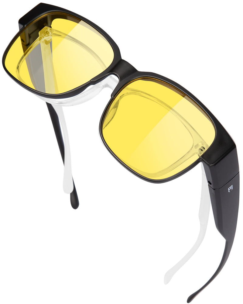 BIRCEN Night Vision Glasses for Driving - Fit Over Glasses Anti Glare HD Wear Over Glasses for Men and Women A- Black Frame Night Vision - BeesActive Australia