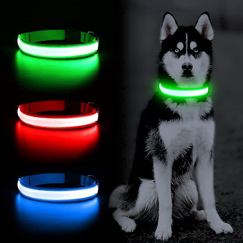 LED Dog Collar- Light up Dog Collars, LED Collar Waterproof, Adjustable Flashing Dog Collar, Rechargeable Dog Collar Visiblity & Safety for Your Dogs (Green, Large) Green - BeesActive Australia