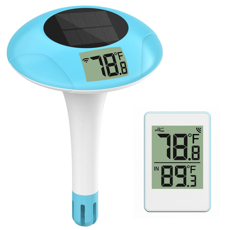 Wireless Pool Thermometer, Digital Pool Thermometer Floating Easy Read–IPX8 Waterproof Solar Temperature Gauge for Aquarium, Pond, 328 Feet Long Connection Light Blue - BeesActive Australia