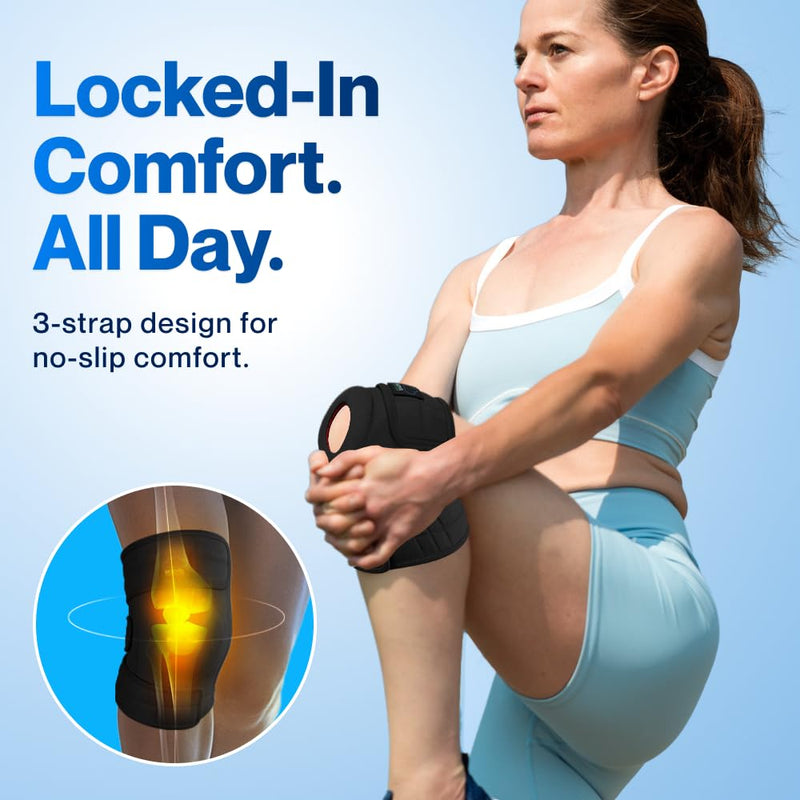 Modvel ELITE Knee Brace for Men & Women – Patella Gel Pads & Side Stabilizers for ACL, Meniscus Tear, Arthritis & Injury Recovery – Maximum Support for Running, Sports & Joint Pain Relief L/XL A Black 1
