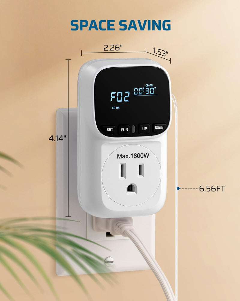DEWENWILS Digital Temperature Controller, Heavy Duty 15A/1800W Thermostat Outlet Plug, VA Display Heating Cooling Control Timer, -40℉~210℉, Cyclic Timing/Countdown, for Greenhouse Incubator Homebrew White 1 Pack - BeesActive Australia