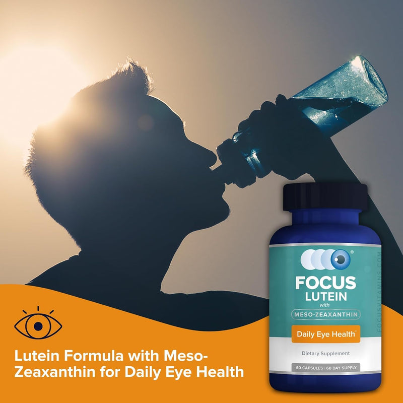 Focus Lutein Eye Vitamin with Meso-Zeaxanthin for Vision Support, 120 Count | Daily eye supplement to support eye aging, fatigue and reduce blue light strain, sugar-free, made in USA, 120-day supply 60 Count (Pack of 2)