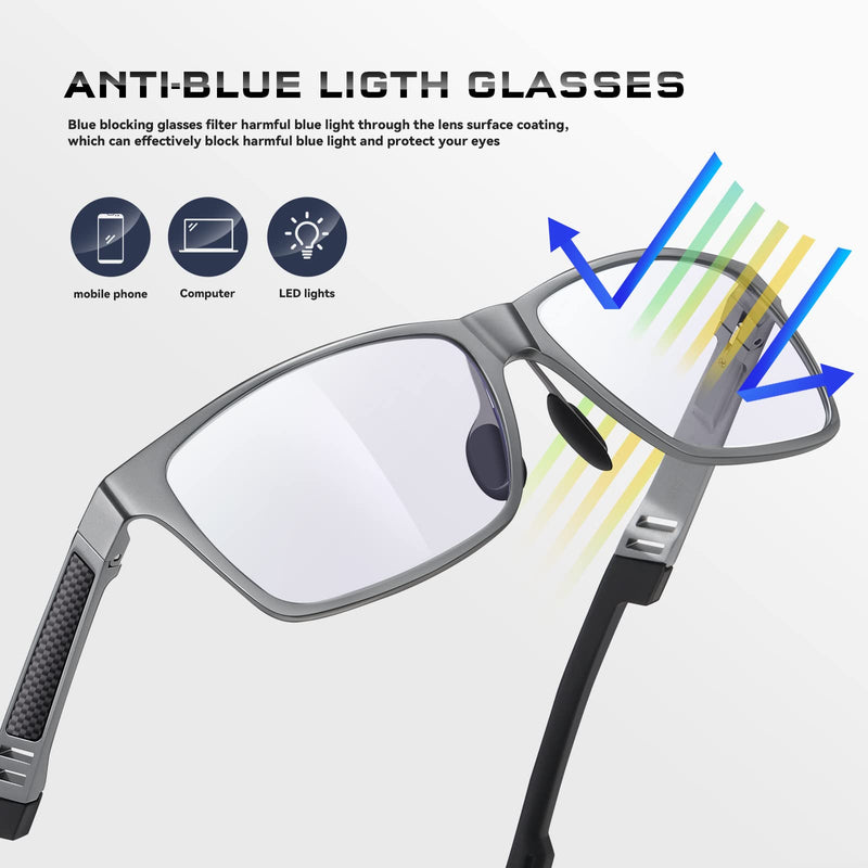 Blue-Light-Blocking-Glasses Men/Women Gaming Glasses Computer Screen Eyeglasses Metal Frame A1-metallic Gray - BeesActive Australia