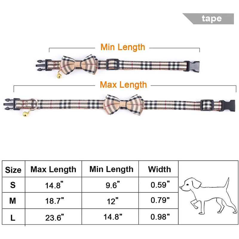 SuperBuddy Dog Collar, Adjustable Dog Collar with Bowtie, Pet Collar for Dog Soft Bowtie Dog Collars for Small Medium Large Pet S Beige - BeesActive Australia
