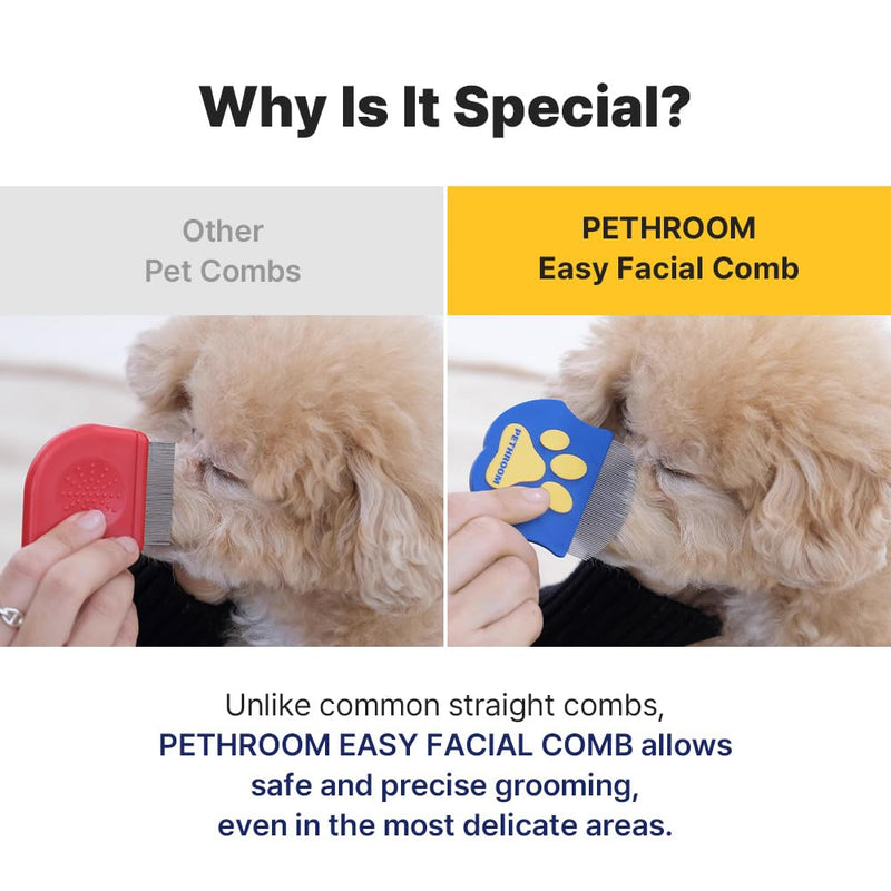 [PETHROOM] Easy Facial Comb | Pet Eye Booger Remover Comb for Cats and Dogs | Round Head Fine-Tooth Metal Comb for Tear Stains | Stainless Steel Cleaner and Grooming Tool | Dog eye comb - BeesActive Australia