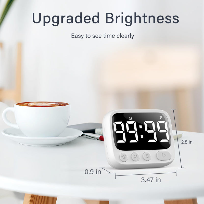 HAUKINIX Shower Timer Waterproof Bathroom Toilet Timer Digital Kitchen for Wall Mount, Study w/Foldable Stand, Countdown Stopwatch w/Suction Cup for Swim, Rechargeable, 2 Pack White - BeesActive Australia