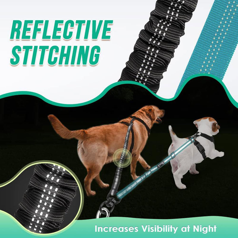 Two Dog Lead 2 in 1 Upgraded Pet Double Dog Leash Comfortable Shock Absorbing Reflective Bungee Lead Walk 2 Dogs Double Dog Leash 360° Swivel Double Dog Walking for Different Size Dogs - BeesActive Australia