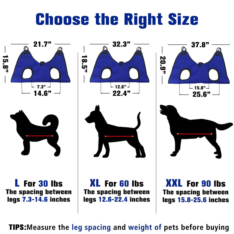 Pet Dog Grooming Hammock for Nail Trimming,Dog Restraint Hanging Harness for Nail Clipping,Dog Grooming Sling for Large Dogs with Nail Clippers/Nail File/Pet Comb,Claw Care(XXL for 90lb) XXL for 90 LB