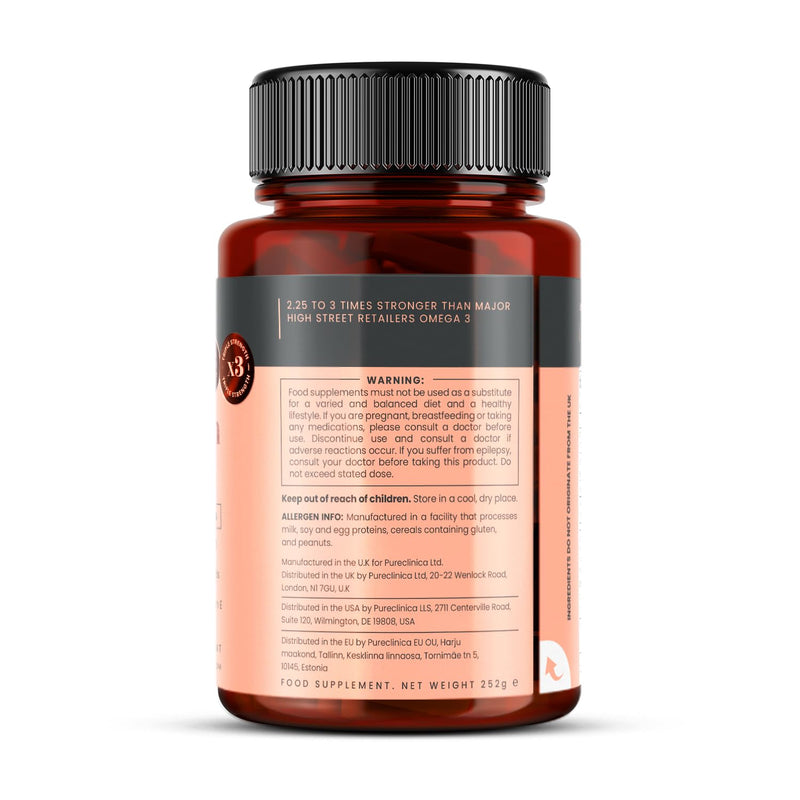Triple Strength Omega 3 Fish Oil 1000mg, 180 Softgel Capsules (6 Months Supply), 430mg EPA & 220mg DHA per Capsule, Made in UK 180 Count (Pack of 1)