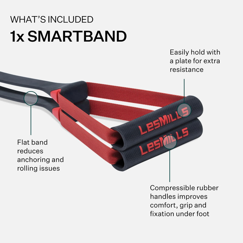 Les Mills™ SMARTBAND™ Workout Resistance Band with Handles, Home Gym Workout Equipment, Elastic Stretch - BeesActive Australia