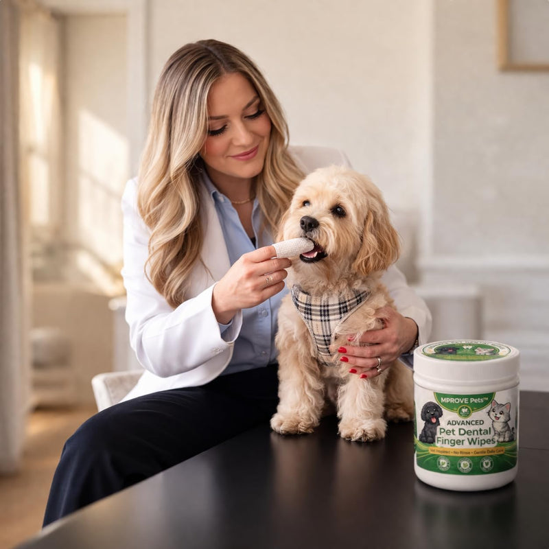 Advanced Pet Dental Finger Wipes for Dogs & Cats – Coconut Oil Formula, No-Rinse Teeth Cleaning Wipes for Plaque, Tartar & Bad Breath – Vet Inspired Oral Care, 50 Count