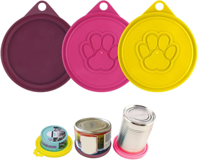 6PCS Pet Food Can Cover & Pet Food Can Covers, Dog Can Cover Cute Cat Dog Food Can Lids for Pet Food Storage, Dog Cat Food Can Lid Covers for Pet Food Storage (Yellow Purple Pink) ﻿ - BeesActive Australia