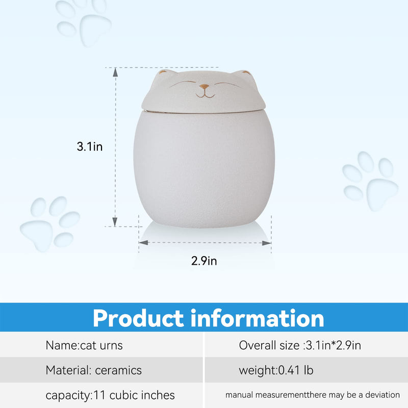 New Dream Small Ceramic Cat Urn White L White S - BeesActive Australia