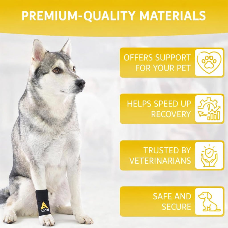 AGON® Dog Canine Front Leg Brace Paw Compression Wraps with Protects Wounds Brace Heals and Prevents Injuries and Sprains Helps with Loss of Stability Caused by Arthritis (XXS/XS) XXS/XS