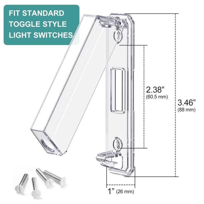 Light Switch Cover Guard, Child Proof Wall Switch Cover Protects Lights or Switches from Getting Accidentally Turned ON or OFF by Children and Adults, Toggle Style (Clear, 2 Pack) - BeesActive Australia