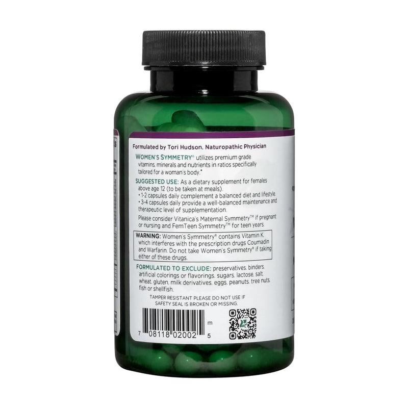 Vitanica Women's Symmetry, High Potency Multivitamin and Mineral, Vegan, 90 Capsules 90 Count (Pack of 1)