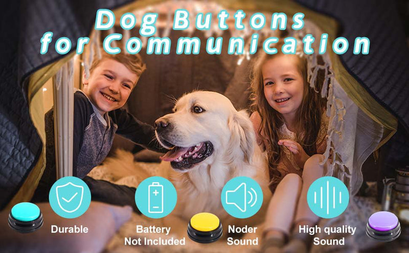 Pet Talking Starter Set with Stickers-4 Piece Recordable Dog Talking Button Set - Cat & Dog Buttons for Communication - BeesActive Australia