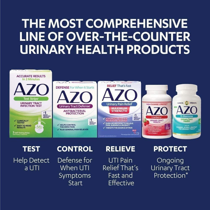 AZO Urinary Pain Relief Maximum Strength (24 Count) Urinary Tract Infection Urinary Tract Infection (UTI) Test Strips, Accurate Results in 2 Minutes, 3 Count - BeesActive Australia
