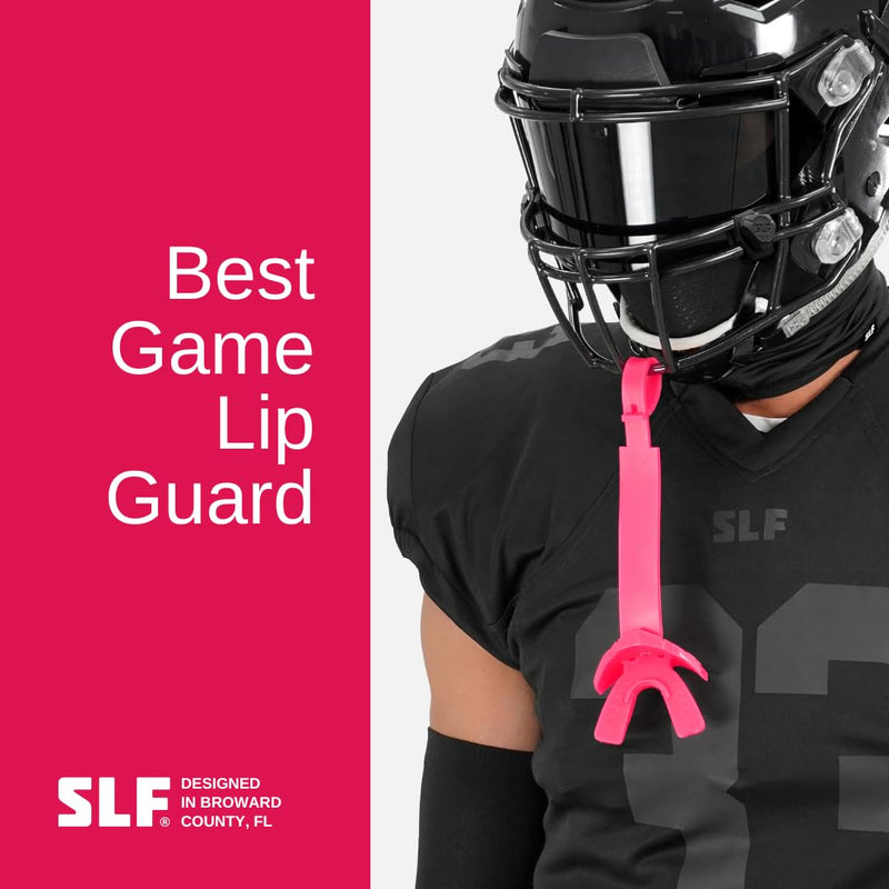 SLEEFS X Football Mouth Guard - Lip/Mouthguard with Helmet Strap - Lip/Teeth Protector Mouthpiece - Moldable - for Youth, Men & Women. Maximum Air Flow. All Sports (Pink) Pink - BeesActive Australia