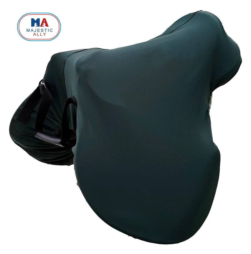 Majestic Ally English Saddle Cover with Adjustable Handle, 4-Way Stretch Spandex/Elastane Fabric, Multiple Colors (Hunter Green) Hunter Green - BeesActive Australia