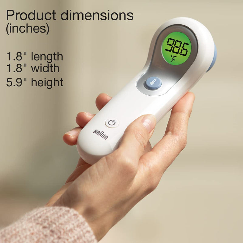 Braun No Touch and Forehead Thermometer - Touchless Thermometer for Adults, Babies, Toddlers and Kids, Color-Coded Fever Guidance, Fast, Reliable, and Accurate Results 1 Count (Pack of 1) No Touch & Forehead