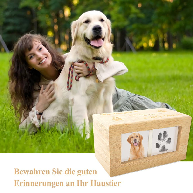 Erlsig animal urns for dogs, cats, dog urn, wooden animal urn, pet urn with picture frame, paw print - BeesActive Australia