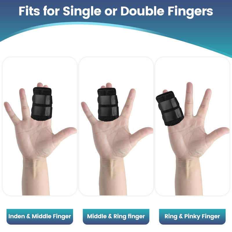 2 Pcs Trigger Finger Splint with 2 Metal Bars for double fingers, Finger Brace Finger Buddy, Immobilizer Support Strap for Arthritis, Tendonitis - Right Hand - BeesActive Australia