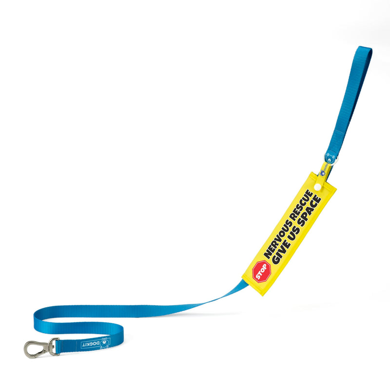 Nervous Rescue - Give Us Space, Space Awareness Sleeve for Reactive Nervous Dogs, Reflective, Waterproof, Double Sided Slip-on for the Dog Lead (Yellow, Stop Sign) Yellow