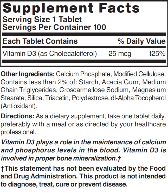 NAT B VIT D3 TB 1000IU 100 by Nature's Blend